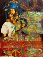 A Black contemporary art painting.