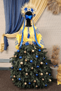 The decorated Ukrainian holiday tree in the World of Trees exhibit.